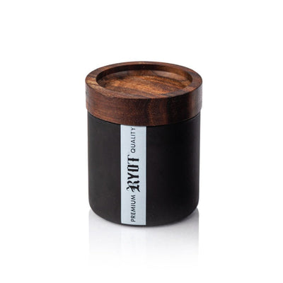 RYOT - Black Glass Jar with Walnut Tray Lid-Turning Point Brands Canada