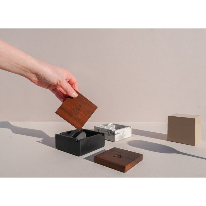 Briq Concrete Ashtray & Walnut Lid (Yellow)
