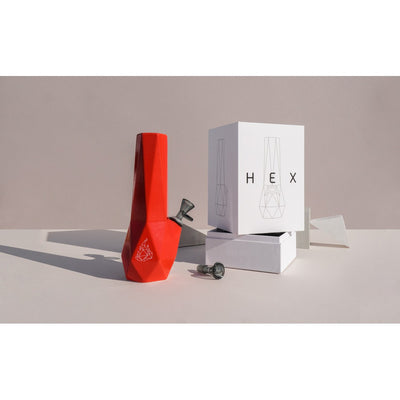 9.5" Hexagon Ceramic Bong (Red)