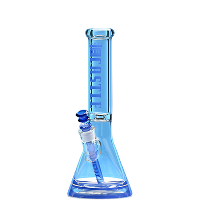 14" Beaker Bong Clear (Blue Logo)