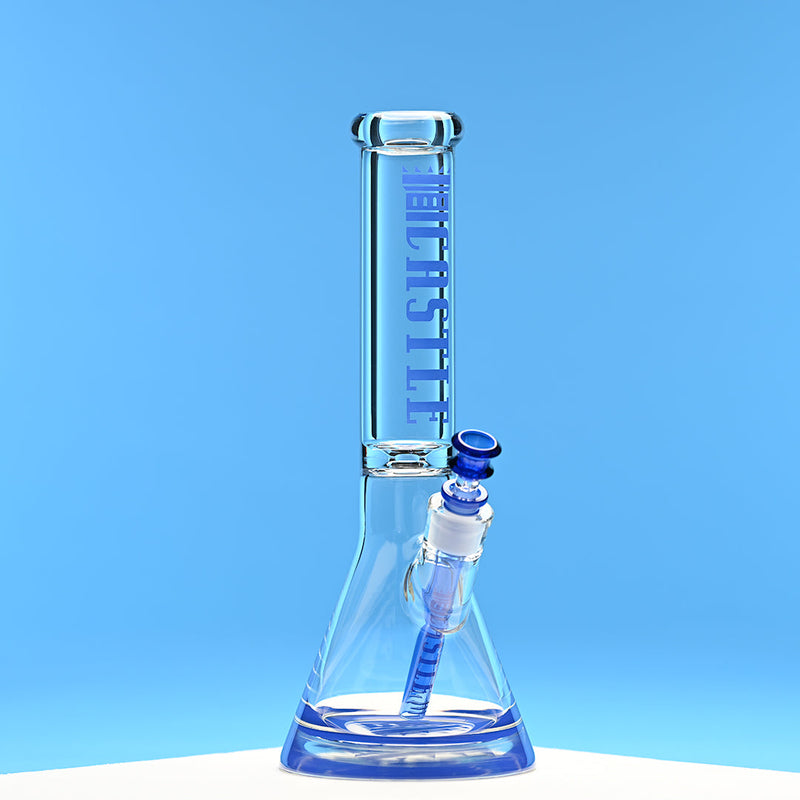 14" Beaker Bong Clear (Blue Logo)