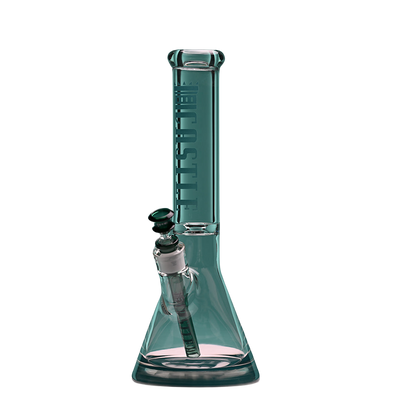 14" Beaker Bong Clear (Teal Logo)