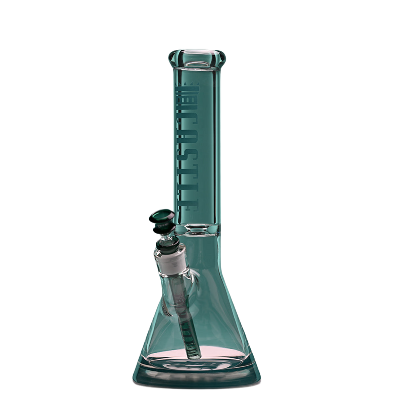 14" Beaker Bong Clear (Teal Logo)