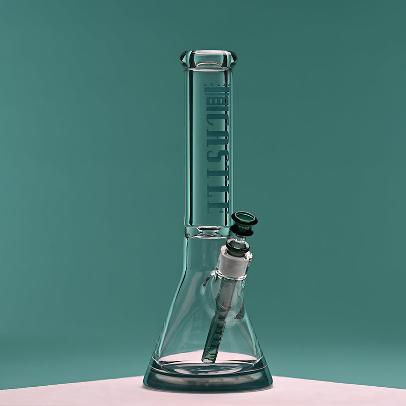 14" Beaker Bong Clear (Teal Logo)