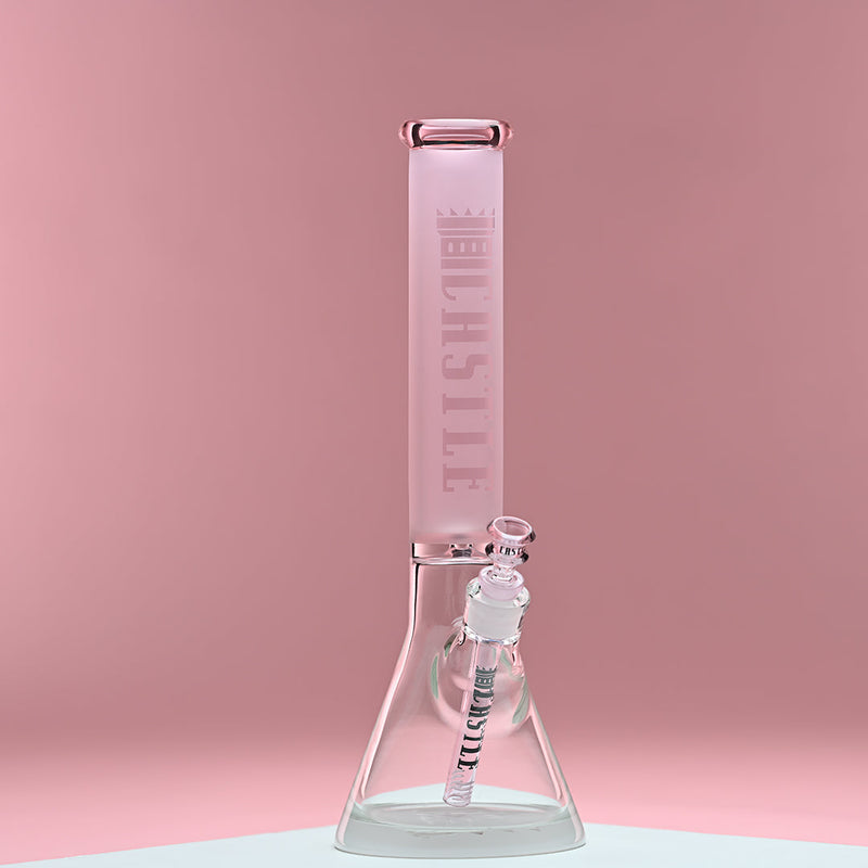 16" Beaker Bong Frosted Tube Clear (Pink)