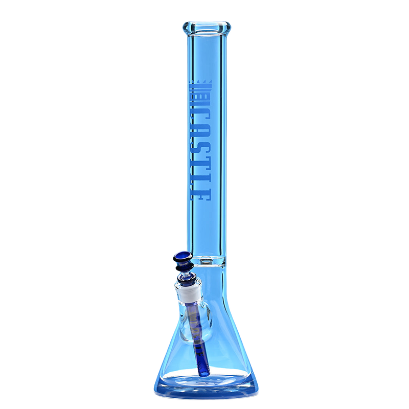 18" Beaker Bong Clear (Blue Logo)