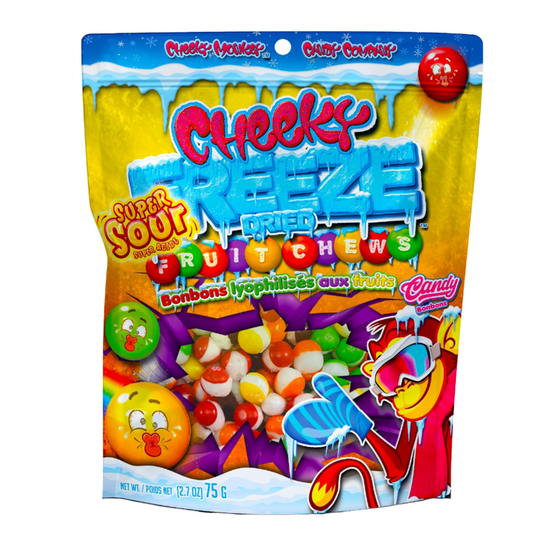 Cheeky Freeze Dried Sour Fruit Chews - 75g - Carton of 24