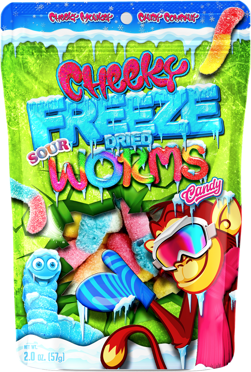 Cheeky Freeze Dried Sour Worms - 56 g - Carton of 24