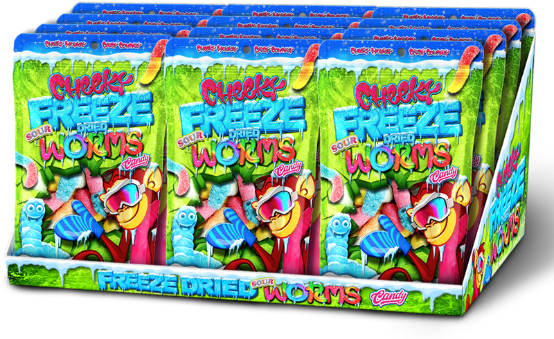 Cheeky Freeze Dried Sour Worms - 56 g - Carton of 24