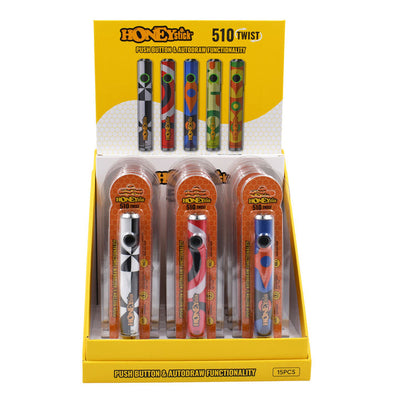 510 Twist Cartridge Battery Push-Button and AutoDraw (POP Display Mixed - 15 Units)