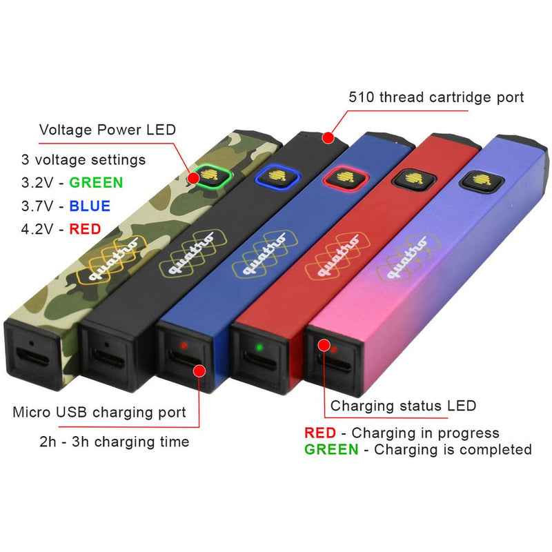 Quatro Variable Voltage 510 Thread Battery (Multicolor)