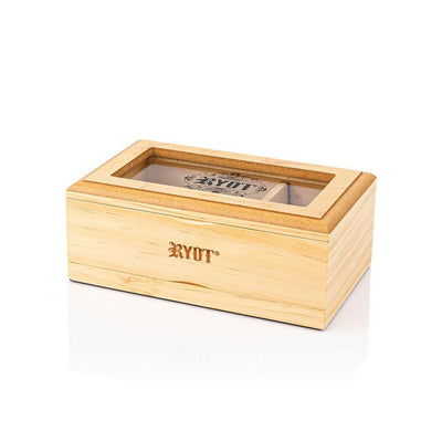 RYOT - Natural Wood Glass Top Storage Box (Medium)-Turning Point Brands Canada