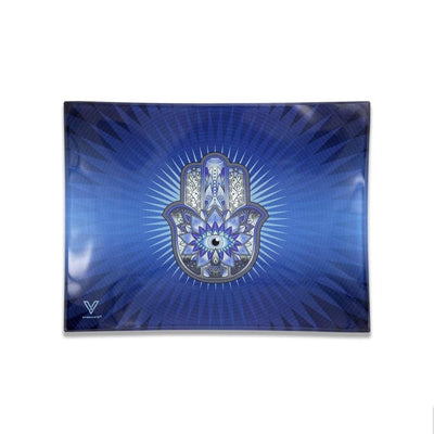 Glass Rolling Tray - Small - Hamsa Blue-Turning Point Brands Canada