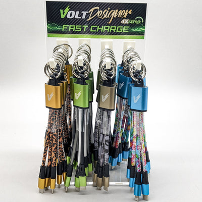 Fast Charge Double Tip Charger Keychain - 40 Units Counter Display (Display Included)
