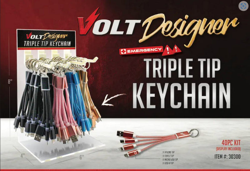 Triple Tip Charger Keychain - 40 units Counter Display (Display Included)